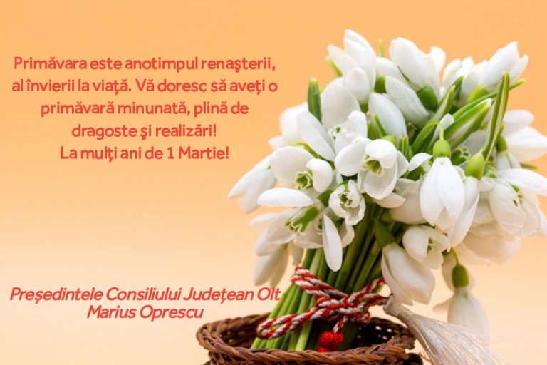 Președintele Consiliului Județean Olt, Marius Oprescu:”Vă doresc să aveți o primăvară minunată!”