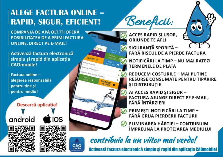 CAO OLT: ”Alege factura online- rapid, sigur, eficient!”