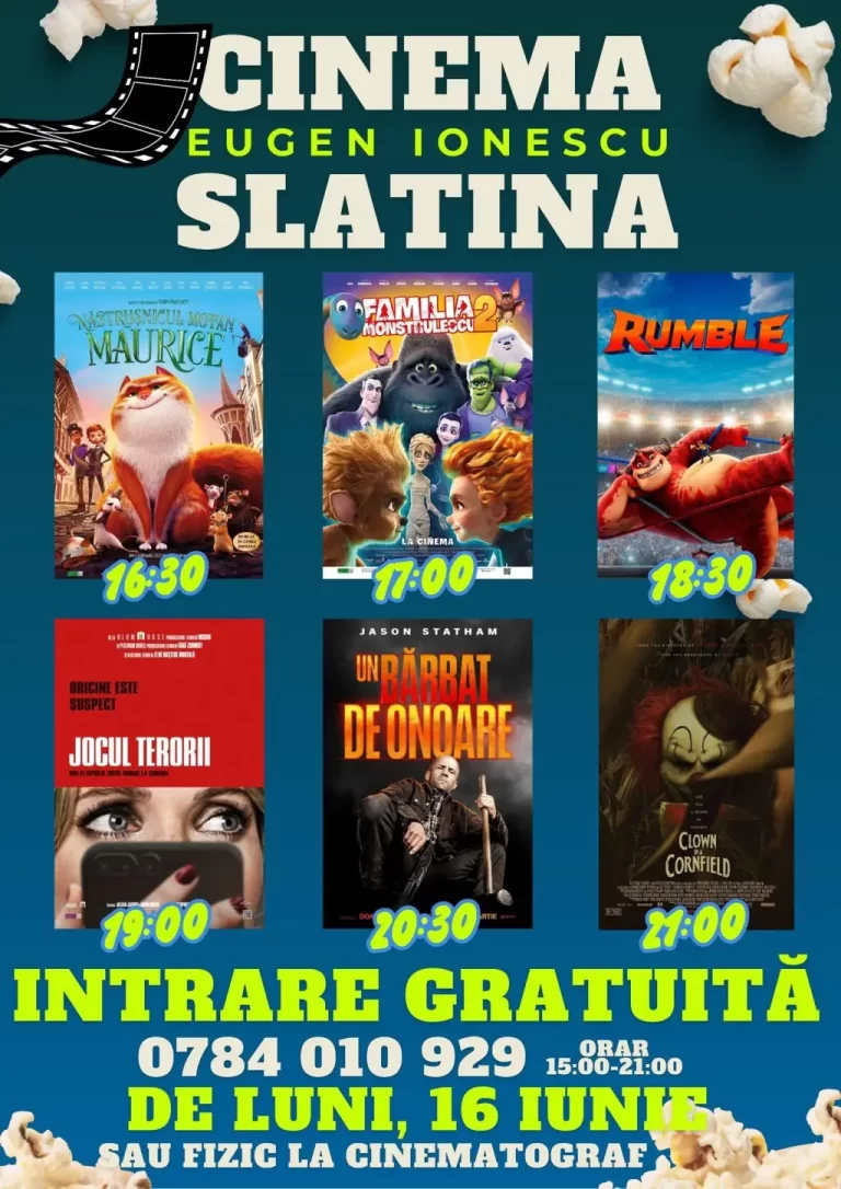 Filme noi la Cinema „Eugen Ionescu” Slatina în această săptămână
