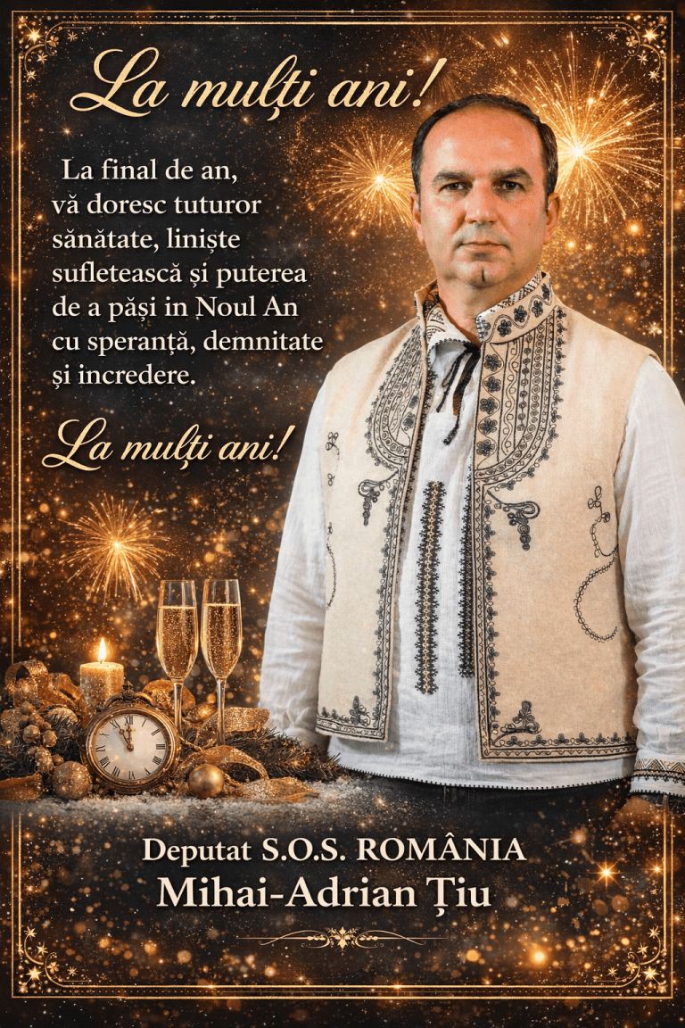 Deputatul Mihai Țiu, mesaj plin de semnificație la trecerea dintre ani: ”La mulți ani! Un An Nou mai drept și mai bun pentru România!”