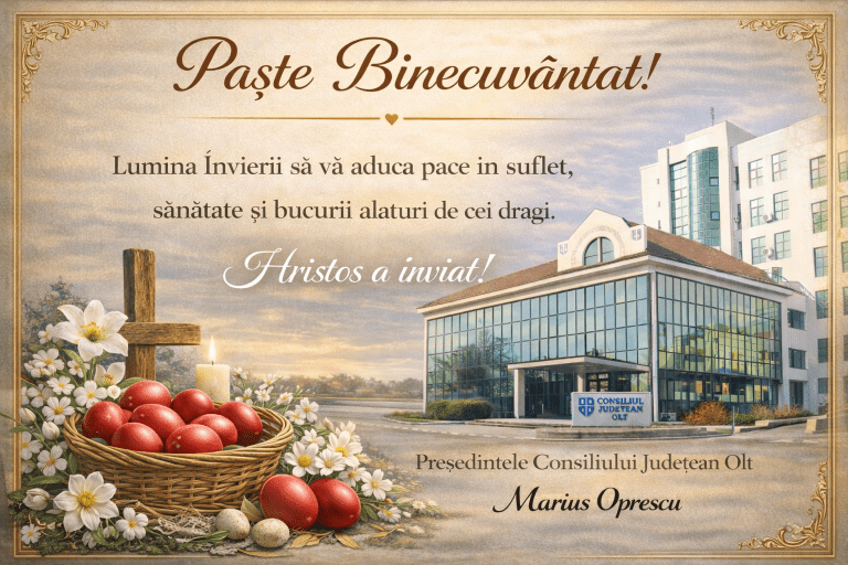 Președintele Consiliului Județean Olt, Marius Oprescu: „Paște binecuvântat!”