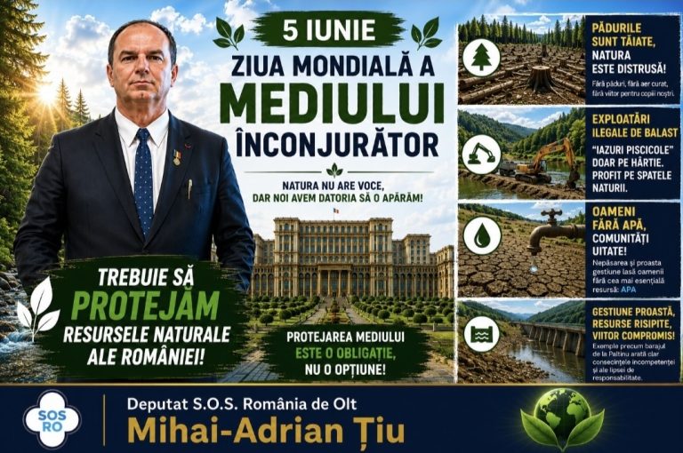 Deputatul Mihai-Adrian Țiu, semnal de alarmă de Ziua Mondială a Mediului: „Natura nu are voce, dar noi avem datoria să o apărăm”