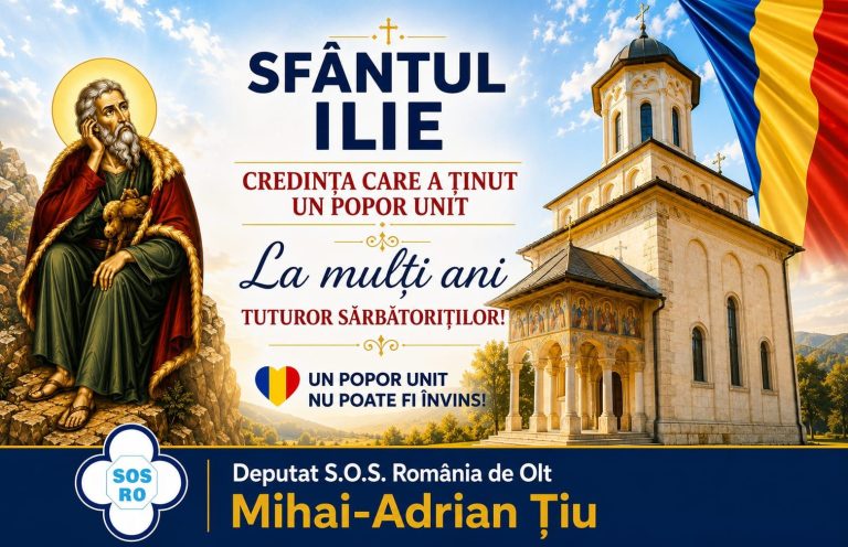 Deputatul Mihai Țiu: „La mulți ani tuturor celor care poartă numele Sfântului Ilie!”