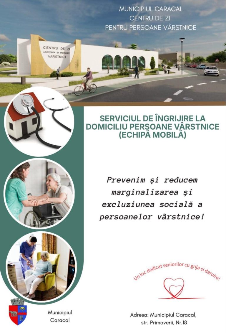 Primăria Caracal, sprijin concret pentru vârstnici! Servicii de îngrijire la domiciliu pentru persoanele care au nevoie de ajutor