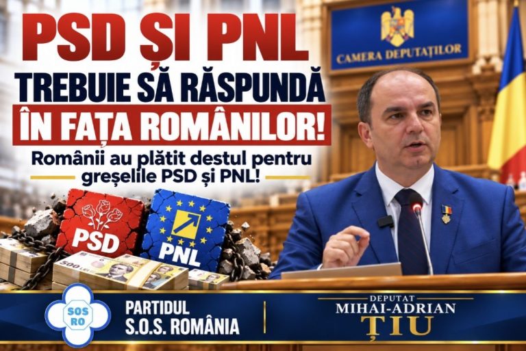 Deputatul Mihai Țiu cere PSD și PNL să răspundă în fața românilor: „Opriți risipa banilor publici! Opriți suprataxarea românilor!”