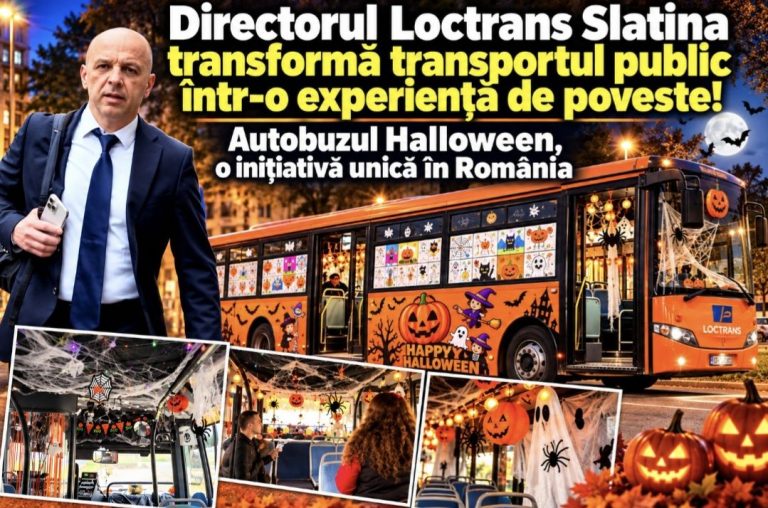 Directorul Loctrans Slatina transformă transportul public într-o experiență de poveste! Autobuzul Halloween, o inițiativă unică în România