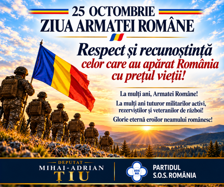 Deputatul Mihai Țiu, mesaj de Ziua Armatei Române: „Respectul față de militari trebuie demonstrat prin fapte, nu doar prin vorbe!”
